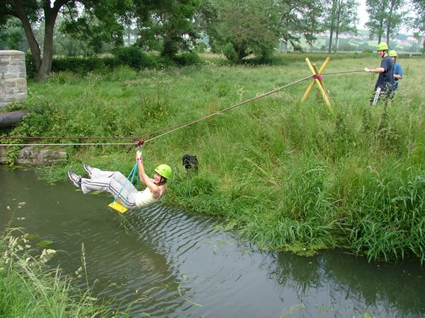 Team building river crossing